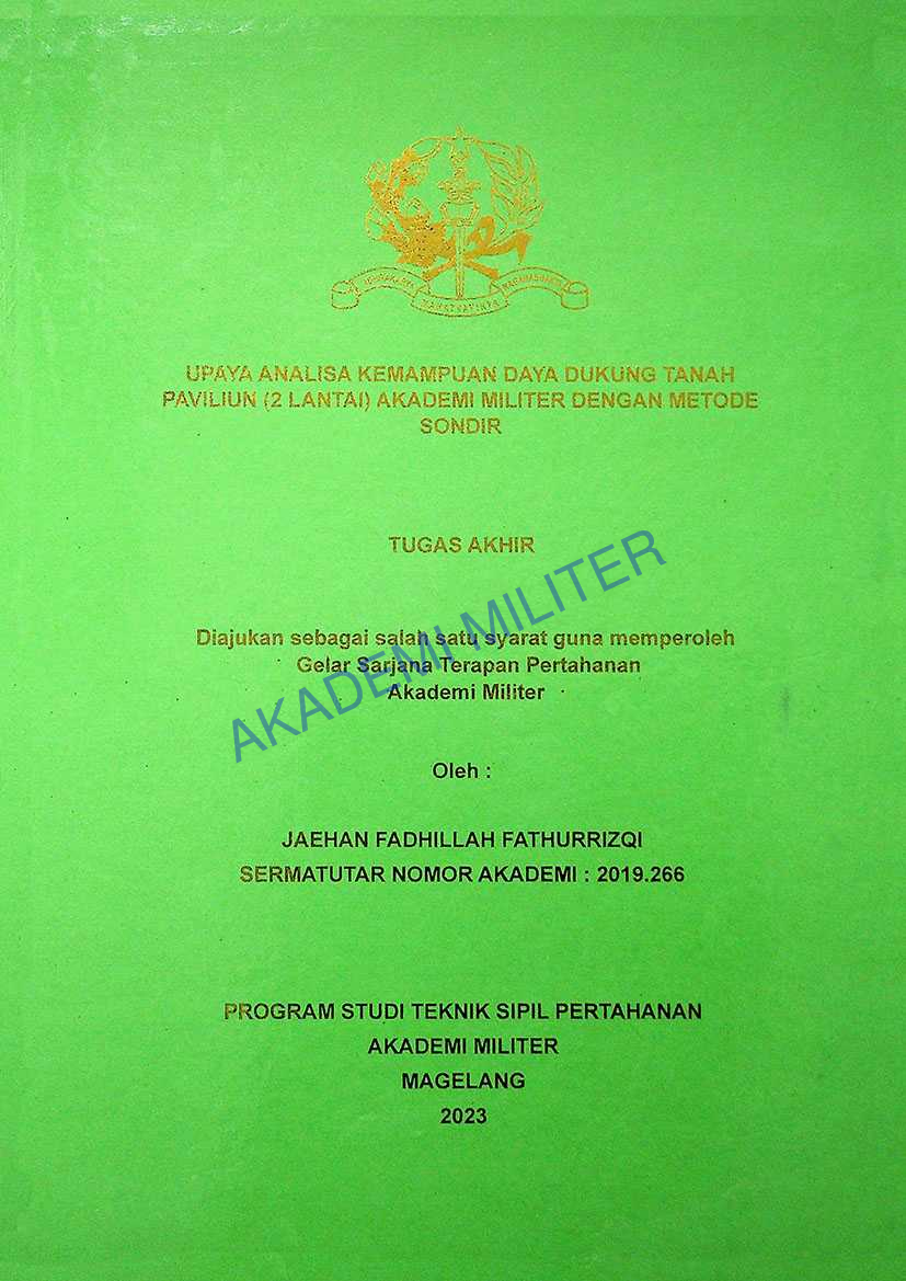 UPAYA ANALISA KEMAMPUAN DAYA DUKUNG TANAH PAVILIUN (2 LANTAI) AKADEMI MILITER DENGAN METODE SONDIR